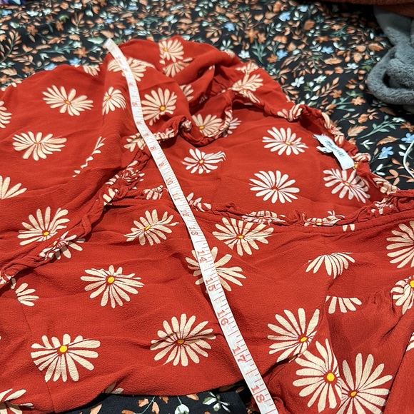 Madewell Daisy Daydream Floral Midi Warp Dress Red - Picture 9 of 12